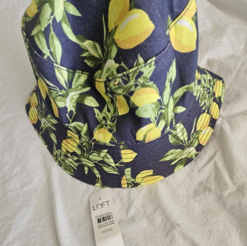 Loft Lemon Print Bucket Hat - Blue and Yellow